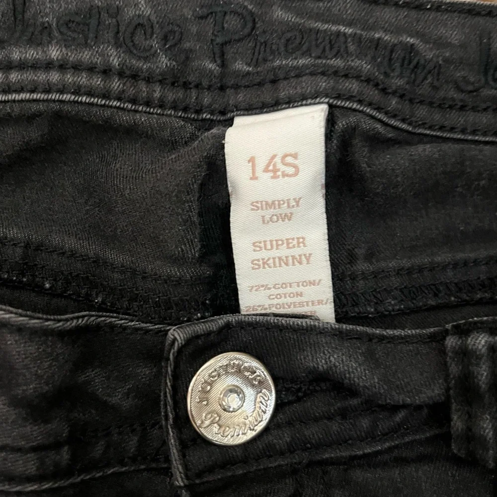 ⭐️EUC - Justice - Black Super Skinny Simply Low Denim Jeans - Girls Size 14S